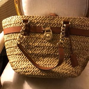 Large Michael Kors Straw Handbag